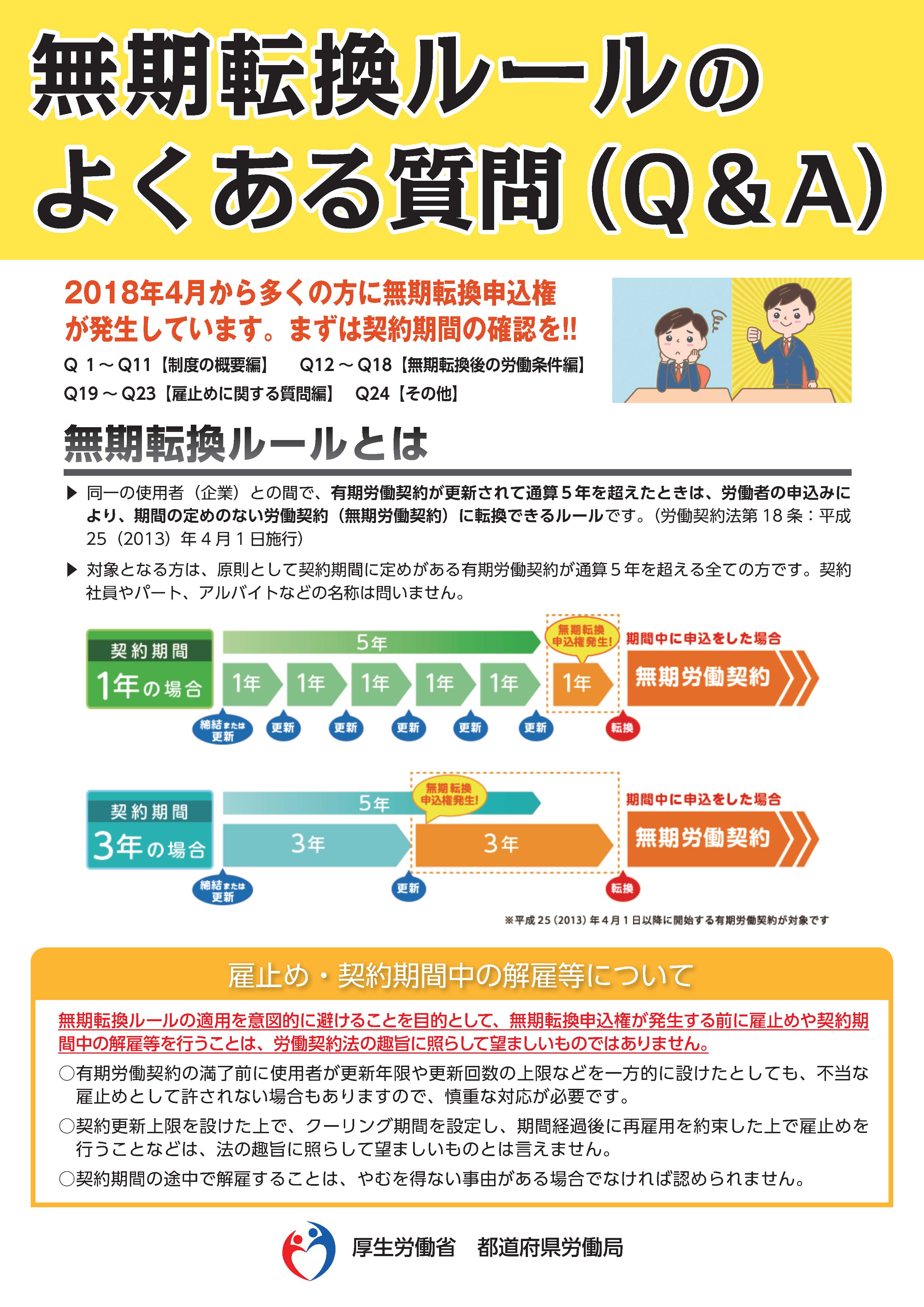 無期転換ルールのよくある質問のリーフレット画像